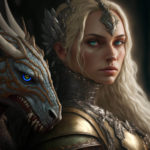 Blonde Warrior Queen with Dragon