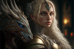 Blonde Warrior Queen with Dragon